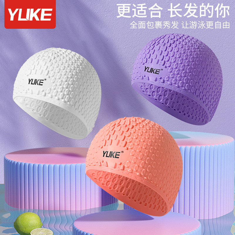 Swim Hat Silicone - 大人のための3D人間工学に基づいたデザインのイヤーポケット,防水,男性と女性のためのシリコンゴム製水泳帽,水泳帽