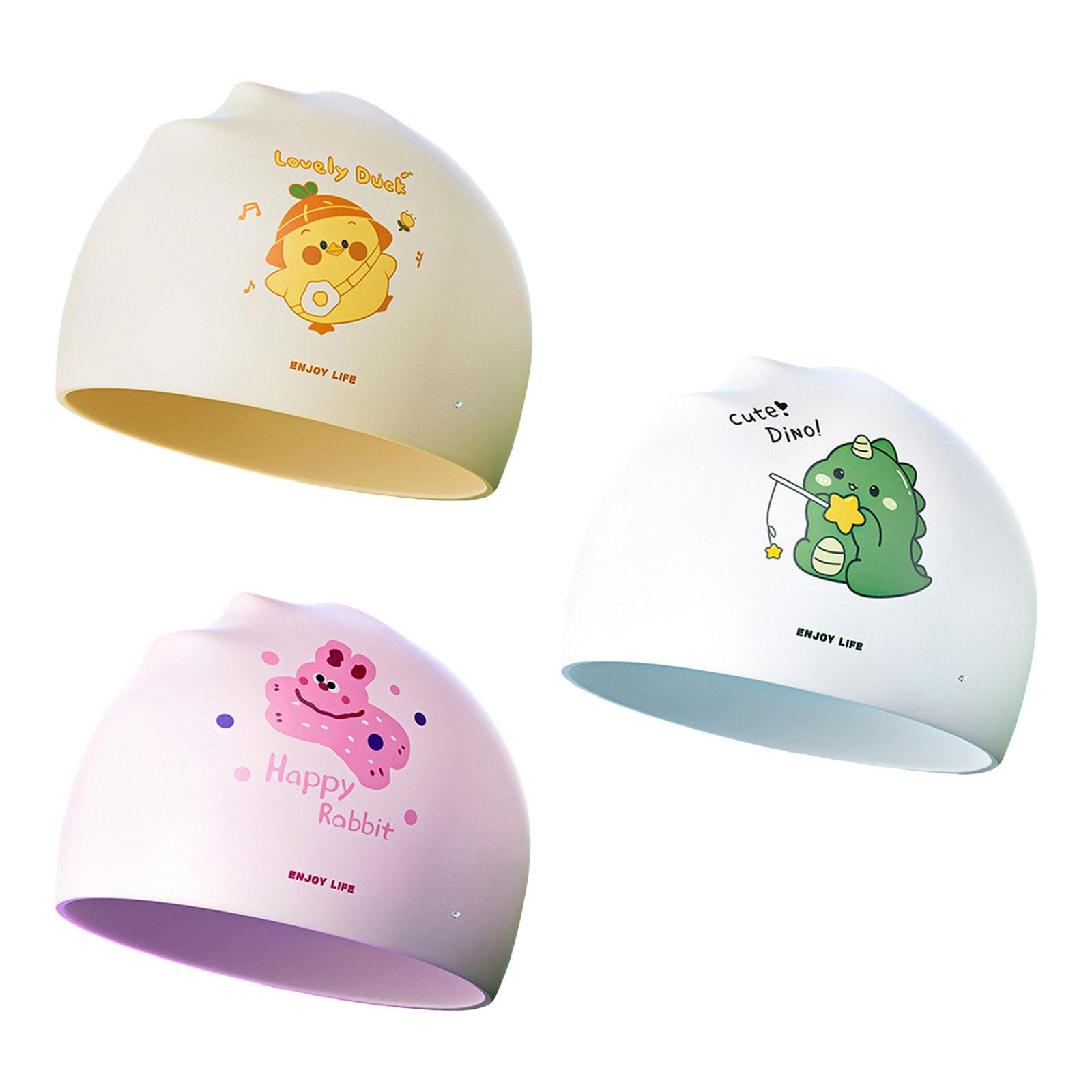 Swim Hat Silicone - 子供用水泳帽子 男の子 女の子用 ポータブル耳保護 柔軟なシリコン スイムキャップ