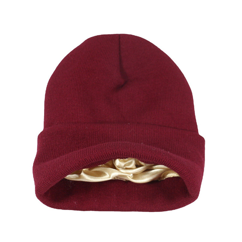 男女兼用、サテン裏地付きニット帽。アクリル素材の冬用帽子。柔 - Beanie Cuffed Knit のレビューと価格