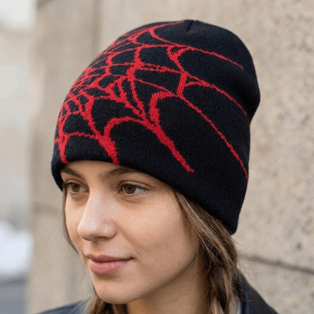 ヴィンテージ風、柔らかい素材の蜘蛛の巣模様のニット帽。暖かく - Beanie Cuffed Knit のレビューと価格