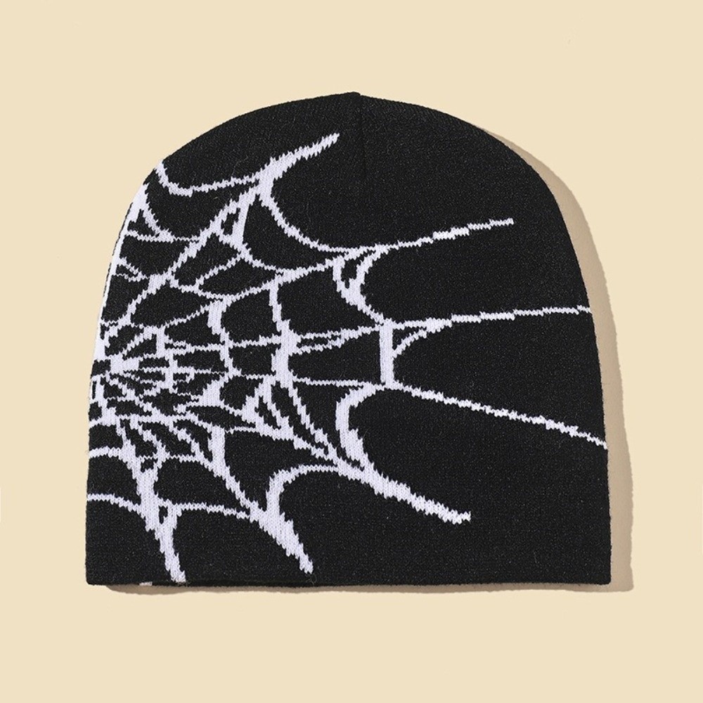 Y2Kソフトスパイダーウェブ柄ビーニーキャップ ストレッチス - Beanie Cuffed Knit のレビューと価格