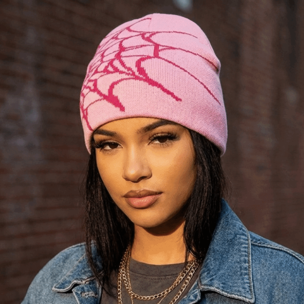 Y2Kソフトスパイダーウェブ柄ビーニーキャップ ストレッチス - Beanie Cuffed Knit のレビューと価格