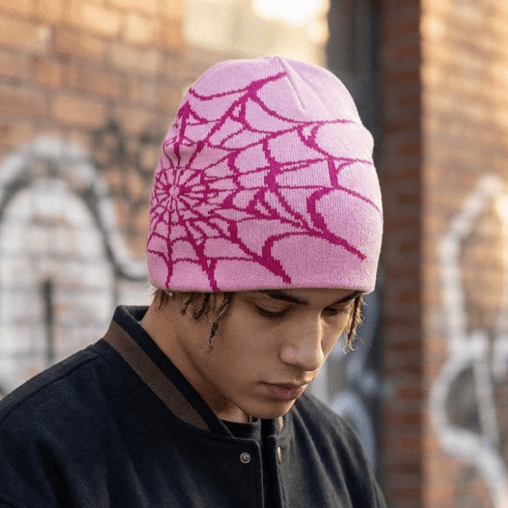 Y2Kソフトスパイダーウェブ柄ビーニーキャップ ストレッチス - Beanie Cuffed Knit のレビューと価格